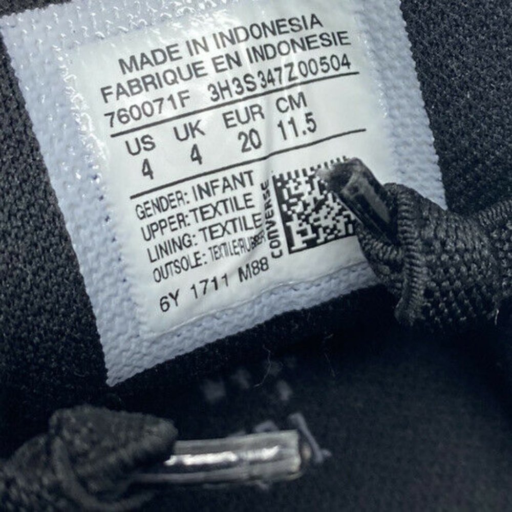 Lot of 2 Baby Toddler All Star Converse Size 4 & 5 Gray Black & Gray Orange - Picture 7 of 7